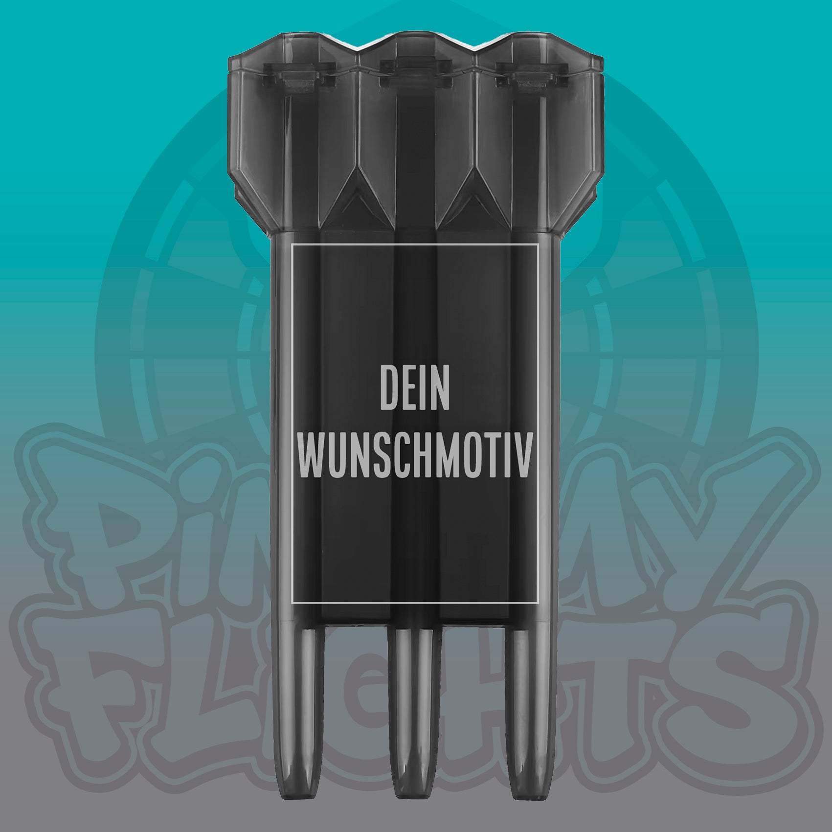 Dart-Case Schwarz mit Wunschmotiv