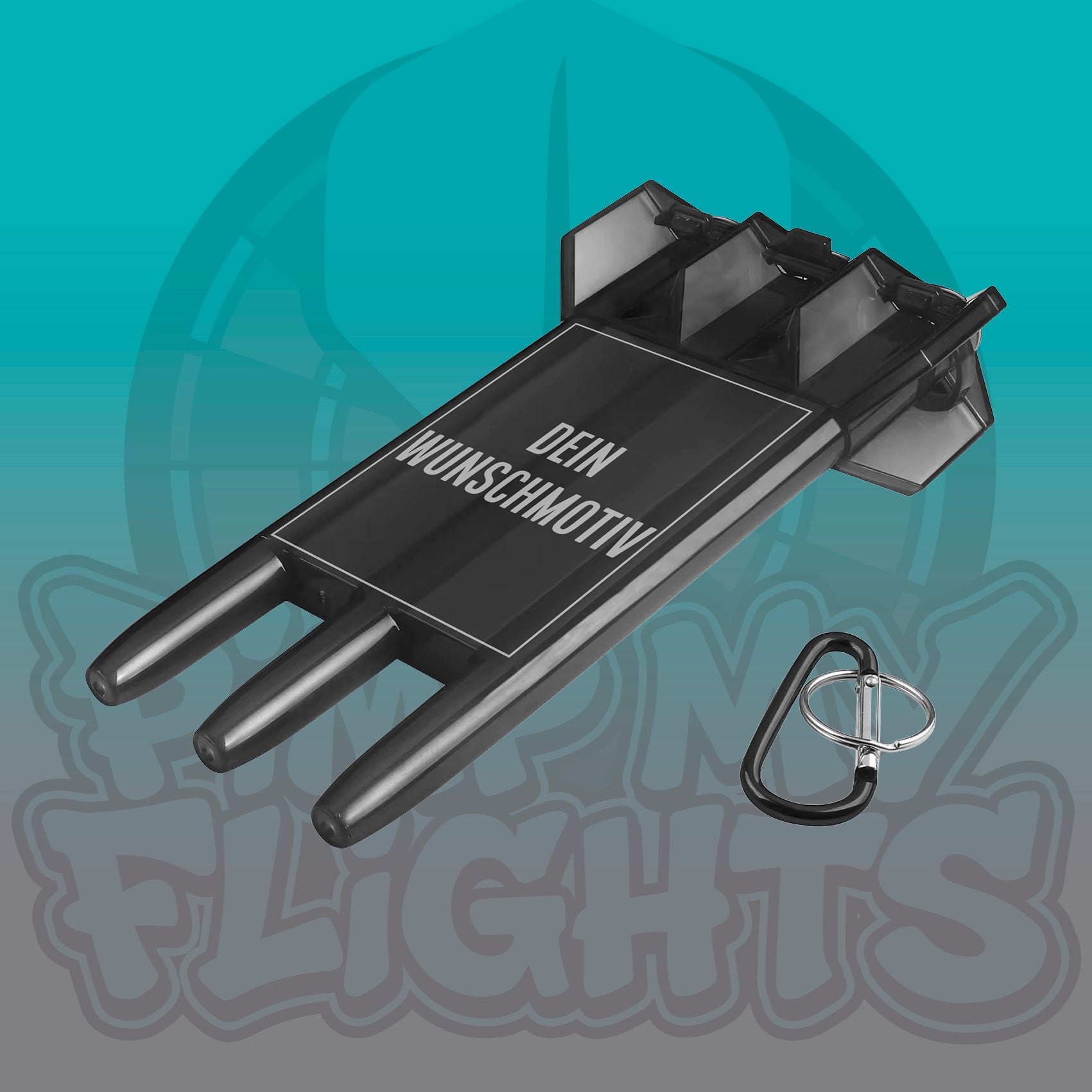 Dart-Case Schwarz mit Wunschmotiv